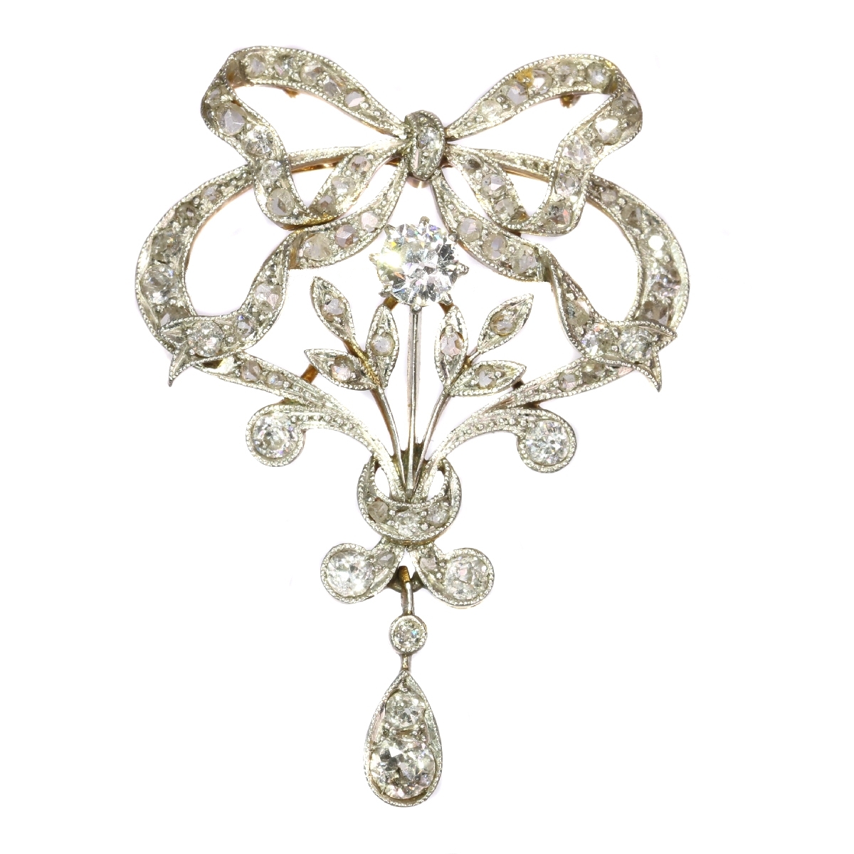Belle Epoque brooch and pendant in guirland style with 72 diamonds
